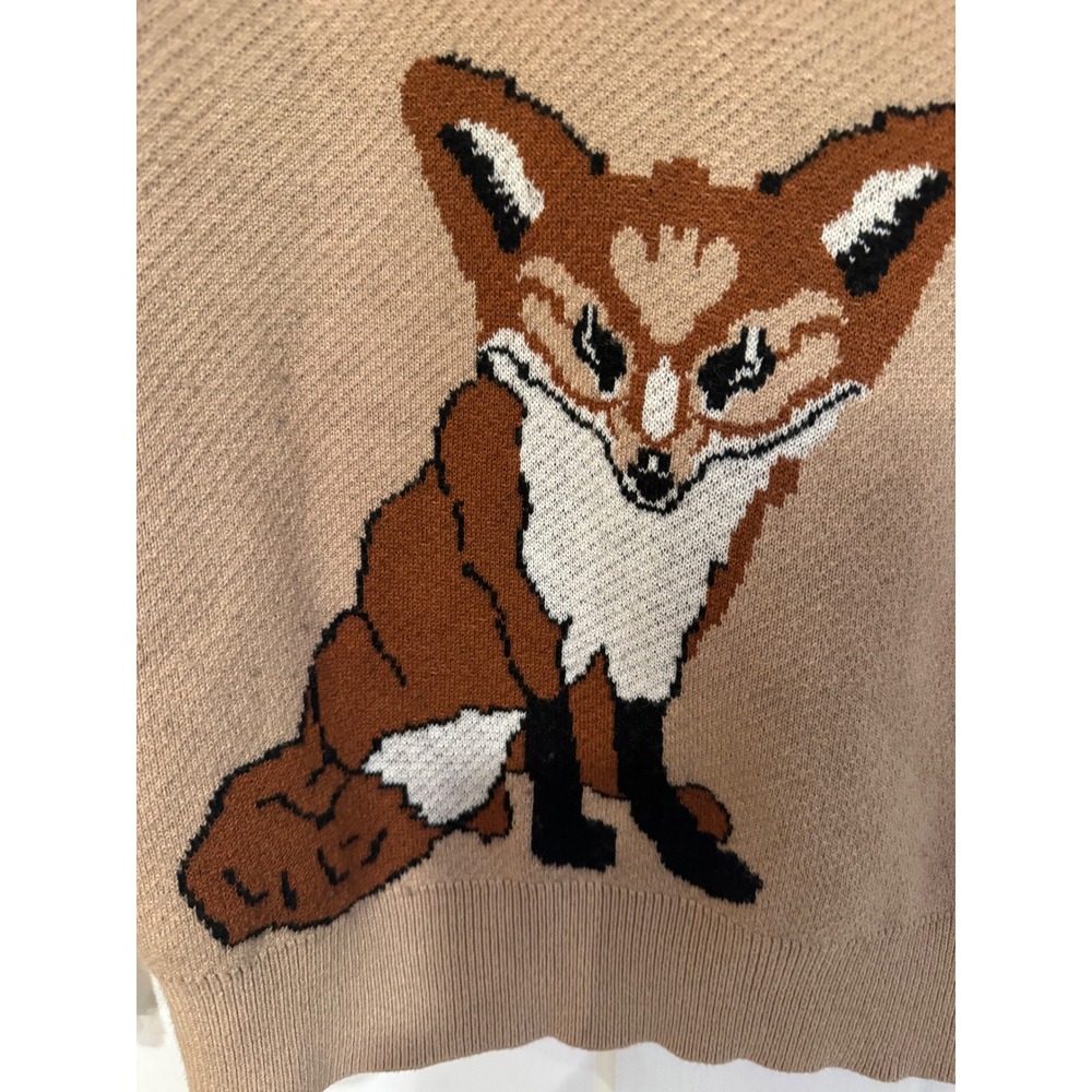 Twiggy London Camel Fox Intarsia Knit Sweater Women's Size S - Picture 6 of 10